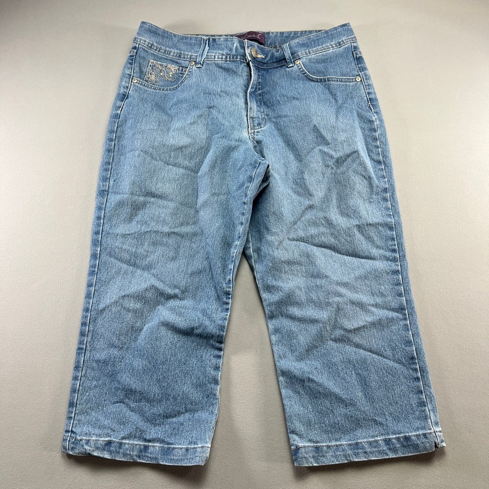 Gloria Vanderbilt Capri Jeans Womens 12 Blue Denim Medium Wash Mid Rise Straight